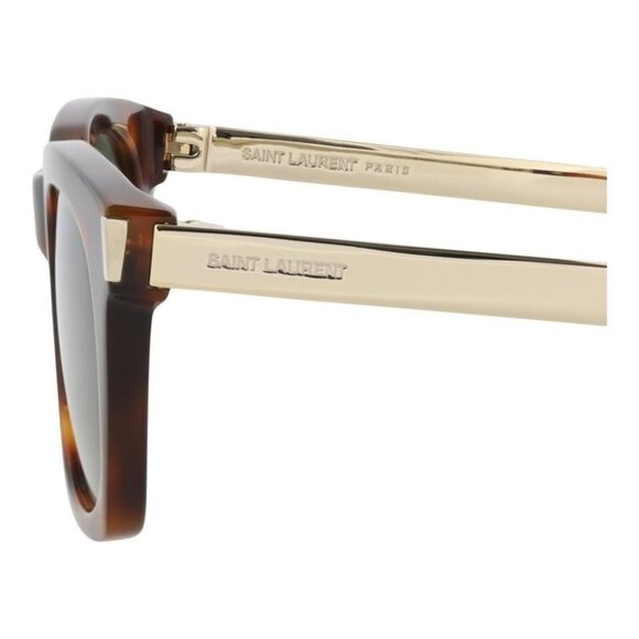 Saint Laurent Unisex Square/Rectangle Havana Gold Green Fashion Designer Eyewear - Picture 4 of 4
